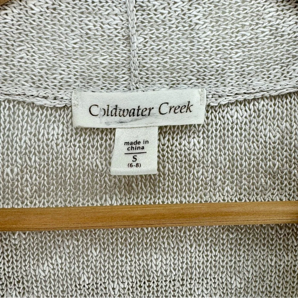 Coldwater Creek Linen & Cotton Cream Loose Knit Long Cardigan SMALL - Picture 4 of 11
